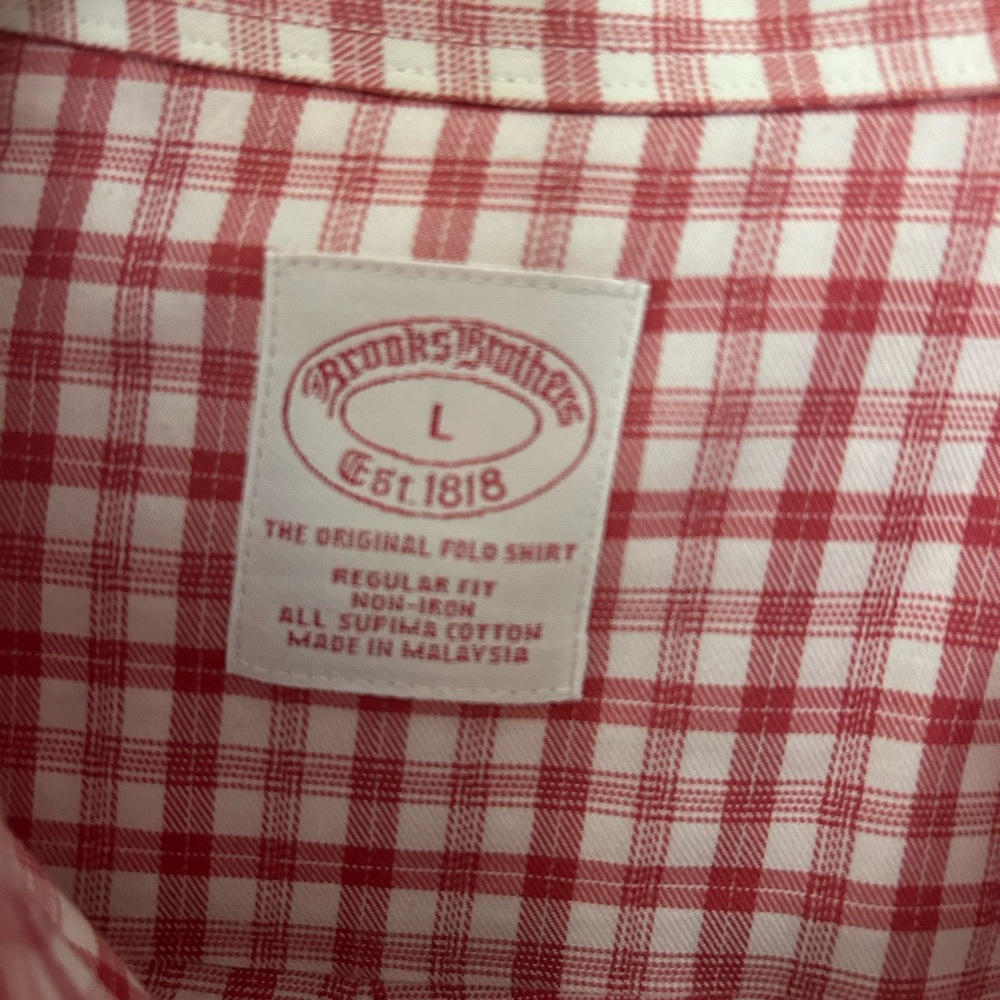 Brooks Brothers Red and White Checkered Polo Shirt